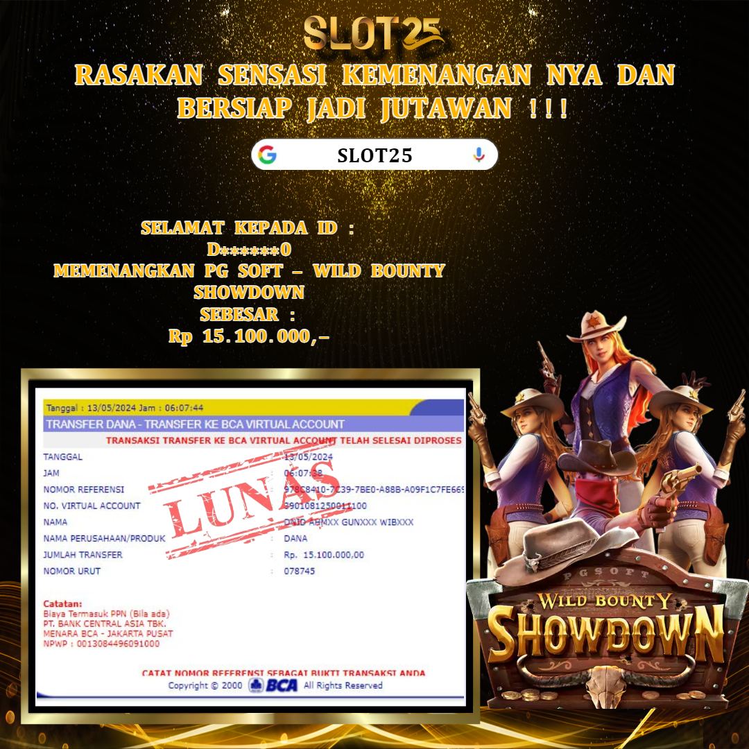 SLOT25 JACKPOT SLOT WILD BOUNTY SHOWDOWN Rp. 15.100.000.,- LUNAS	