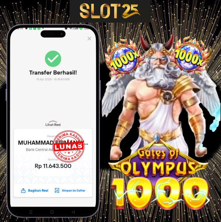 SLOT25 JACKPOT GATES OF OLYMPUS 1000 Rp. 11.643.500,-	